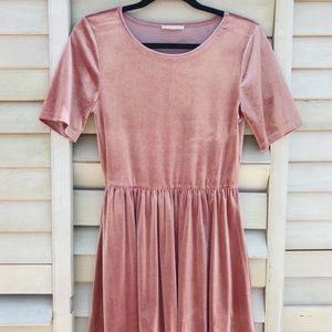 Velvet Bubblegum Pink Copper Key Skater Dress